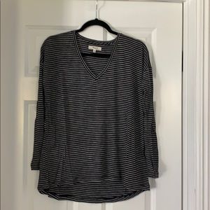 Madewell black grey striped tunic top